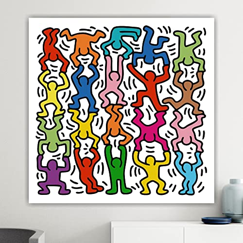 HODE79 HOMEDECOR&DESIGN Poster auf Leinwand 100x100 Keith Haring Tänzer von HODE79 HOMEDECOR&DESIGN