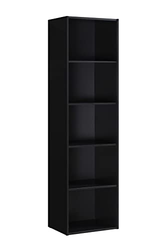 HODEDAH IMPORT 5 Shelve Bookcase Bücherregal, Holz, Schwarz, No Apply von Hodedah
