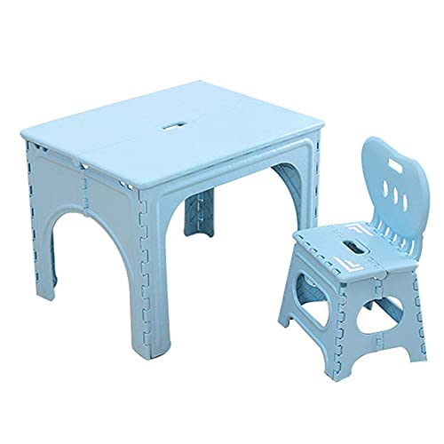 Kinder Klapptisch und Stuhl Set, Tragbarer AktivitäTstisch, 1-7 Jahre Alter Kleinkinder Spieltisch, Geeignet FüR Schlafzimmer, Auto, Camping, Garten im Freien/Blue / 1Table 1Chair von HODERDS