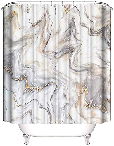 HODORPOWER Duschvorhänge, schimmelresistent, wasserdicht, Marmor-Badvorhang, waschbar, Marmor-Muster, Beige, 180 x 200 cm von HORIWE