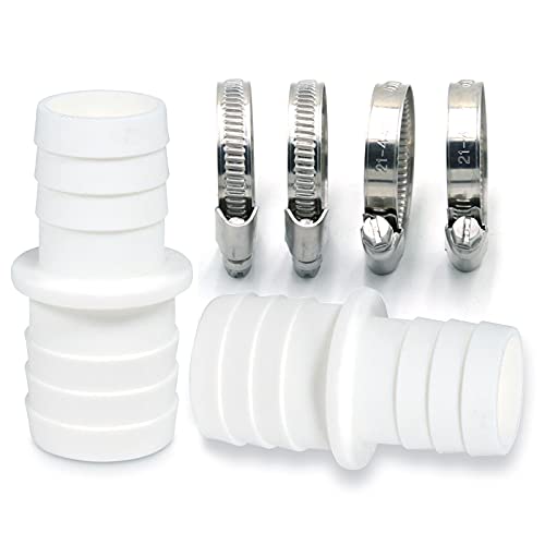 2er Schlauchverbinder Schlauchtülle Set Ø 32 / 38mm - Norma 1 1/4 zoll auf 1 1/2 zoll Pool-Schlauchadapter - Doppelschlauchtülle mit Universal Edelstahl Schlauchschellen (2x 32 auf 38 mm Set) von HOECMRHP