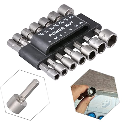 HOHXEN 1/10,2 cm 3/16 9/81,3 cm Hex Power Nut Driver Bit-Set Bit Adapter Metrisches Socket stark Sleeve für Schlüssel Schraube -14pcs von HOHXEN