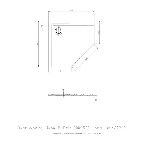 HOESCH Hoesch Fünfeck-Duschwanne MUNA ultraflach 900 x 900 x 30 mm weiß HOESCH Hoesch Fünfeck-Duschwanne MUNA ultraflach 900 x 900 x 30 mm weiß von HOESCH