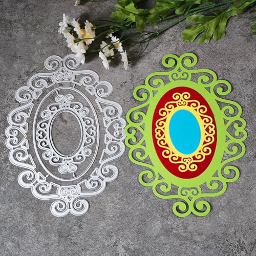 20,2 x 15,2 cm hohle ovale Metall-Stanzformen für Kartenherstellung, Stanzschablonen für Scrapbooking, Fotoalbum, dekorative Prägeschablone 20,2 x 15,2 cm hohle ovale Metall-Stanzformen für Kartenherstellung, Stanzschablonen für Scrapbooking, Fotoalbum, dekorative Prägeschablone von HOFALUYUSUN