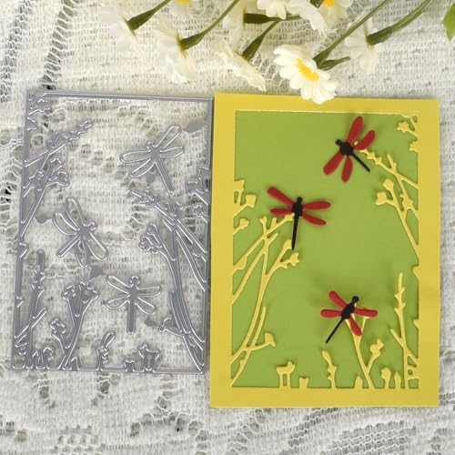9,4 x 6,4 cm Libellen-Blumen-Bordüre, Metall-Stanzformen für Kartenherstellung, Stanzschablonen für Scrapbooking, Fotoalbum, dekorative Prägeschablone 9,4 x 6,4 cm Libellen-Blumen-Bordüre, Metall-Stanzformen für Kartenherstellung, Stanzschablonen für Scrapbooking, Fotoalbum, dekorative Prägeschablone von HOFALUYUSUN