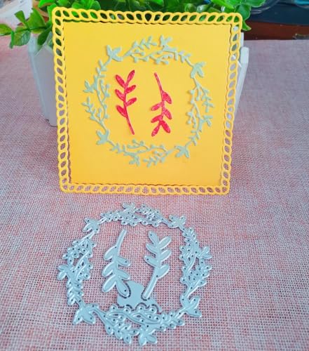9 x 9 cm Blattkranz, Metall-Stanzschablone für Prägung, Scrapbooking, Papieralbum, Geschenkkarten, Bastelbedarf 9 x 9 cm Blattkranz, Metall-Stanzschablone für Prägung, Scrapbooking, Papieralbum, Geschenkkarten, Bastelbedarf von HOFALUYUSUN