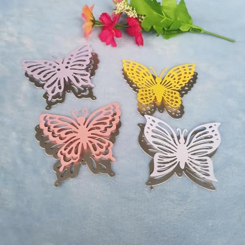 Metall-Schablone für Scrapbooking, Prägepapier, Grußkarten, Album, Dekoration, 12,1 x 10,5 cm, Schmetterlinge von HOFALUYUSUN