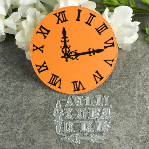 Metall-Stanzformen für Kartenherstellung, Stanzschablonen für Scrapbooking, Fotoalbum, dekorative Prägeschablone, 8,1 x 7,1 cm, Motiv: Uhr mit römischen Ziffern Metall-Stanzformen für Kartenherstellung, Stanzschablonen für Scrapbooking, Fotoalbum, dekorative Prägeschablone, 8,1 x 7,1 cm, Motiv: Uhr mit römischen Ziffern von HOFALUYUSUN