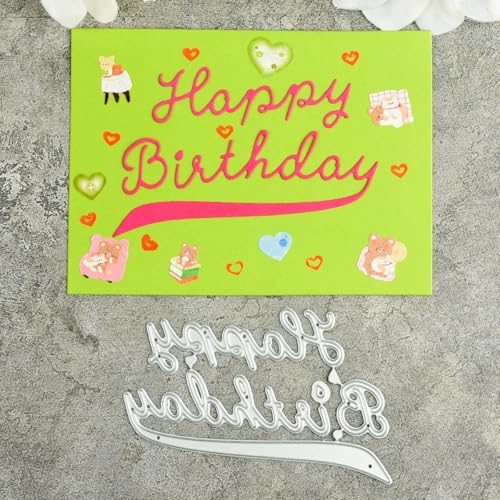 Metall-Stanzformen für Scrapbooking, Fotoalbum, dekorative Prägeschablone, 9,3 x 5,3 cm, "Happy Birthday"-Requisiten Metall-Stanzformen für Scrapbooking, Fotoalbum, dekorative Prägeschablone, 9,3 x 5,3 cm, "Happy Birthday"-Requisiten von HOFALUYUSUN