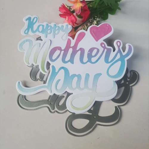 Metall-Stanzschablone für Scrapbooking, Prägung, Papier, Grußkarten, Album, Dekoration, Prägeschablone, 11,9 x 14,5 cm, Herzmotiv "Happy Mother's Day" von HOFALUYUSUN