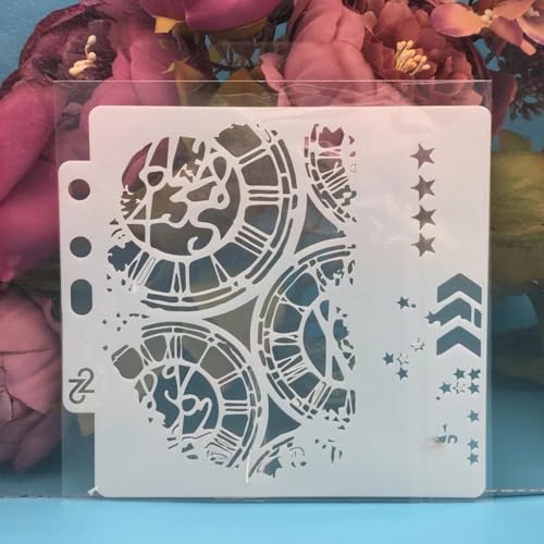 Schablonen zum Basteln, 13 cm, Zifferblatt mit Radpfeil, wiederverwendbare Kunststoffvorlagen für Holz, Wand, Stoff, Leinwand, Möbel, Boden, Stein, Karte von HOFALUYUSUN