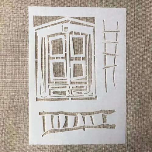 Schablonen zum Basteln, A4, 29 cm, Baufenster, Architektur, wiederverwendbare Kunststoffvorlagen für Holz, Wand, Stoff, Leinwand, Möbel, Boden, Stein, Kartenstil 2 von HOFALUYUSUN