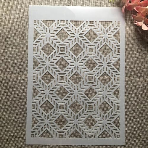 Schablonen zum Basteln, A4, 29 cm, geometrische quadratische Textur, wiederverwendbare Kunststoffvorlagen für Holz, Wand, Stoff, Leinwand, Möbel, Boden, Stein, Karte von HOFALUYUSUN