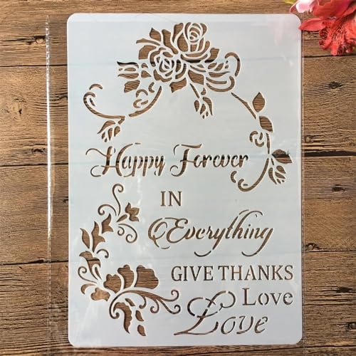 Schablonen zum Basteln, A4, 29 x 21 cm, Blumenlinie, wiederverwendbare Kunststoffvorlagen für Holz, Wand, Stoff, Leinwand, Möbel, Boden, Stein, Kartenstil F von HOFALUYUSUN