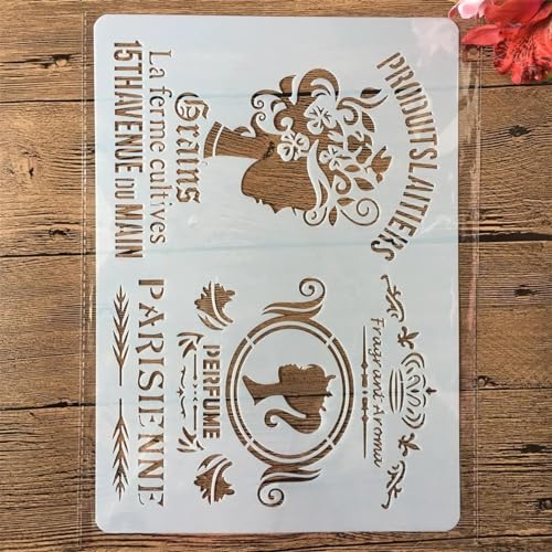 Schablonen zum Basteln, A4, 29 x 21 cm, Blumenlinie, wiederverwendbare Kunststoffvorlagen für Holz, Wand, Stoff, Leinwand, Möbel, Boden, Stein, Kartenstil H von HOFALUYUSUN