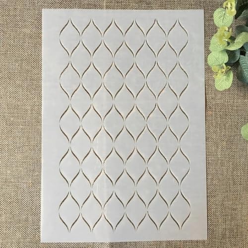 Schablonen zum Basteln, A4, 29 x 21 cm, Linienstruktur, wiederverwendbare Kunststoffvorlagen für Holz, Wand, Stoff, Leinwand, Möbel, Boden, Stein, Kartenstil F von HOFALUYUSUN