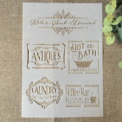 Schablonen zum Basteln, A4, 29 x 21 cm, Linienstruktur, wiederverwendbare Kunststoffvorlagen für Holz, Wand, Stoff, Leinwand, Möbel, Boden, Stein, Kartenstil G von HOFALUYUSUN