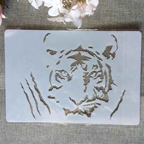 Schablonen zum Basteln, A4, 29 x 21 cm, Tiger, wiederverwendbare Kunststoffvorlagen für Holz, Wand, Stoff, Leinwand, Möbel, Boden, Stein, Karte von HOFALUYUSUN