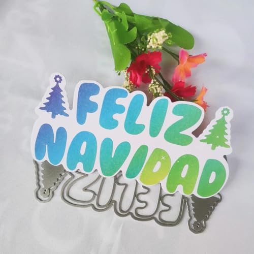 Spanische Metall-Stanzschablone, Weihnachtsbaum, 14 x 6,5 cm, für Scrapbooking, geprägtes Fotoalbum, Dekoration, Prägeschablone von HOFALUYUSUN