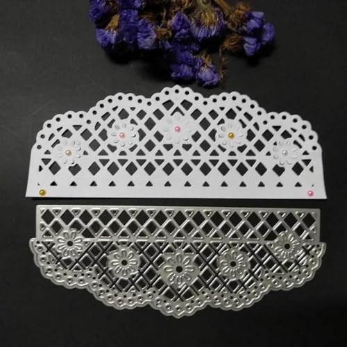 Stanzschablone, 13,8 x 5,2 cm, für Scrapbooking, Blumengitter, Punktkante, Metall, zum Schneiden von Karten, Prägeschablone Stanzschablone, 13,8 x 5,2 cm, für Scrapbooking, Blumengitter, Punktkante, Metall, zum Schneiden von Karten, Prägeschablone von HOFALUYUSUN
