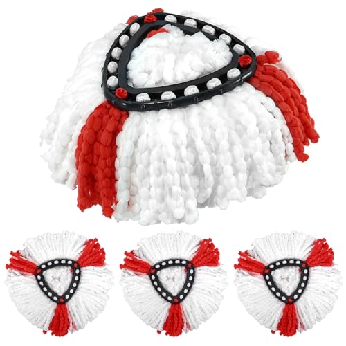4 Pack Moppköpfe, Triangle Spin Wiederverwendbare Wischmopp-Ersatzköpfe, kompatibel mit Vileda Turbo Moppkopf Ersatz, Rot Weiß 4 Pack Moppköpfe, Triangle Spin Wiederverwendbare Wischmopp-Ersatzköpfe, kompatibel mit Vileda Turbo Moppkopf Ersatz, Rot Weiß von HOFASON