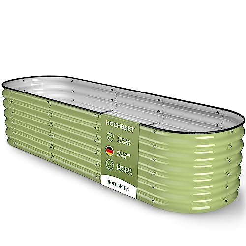 HOFGARTEN ® Hochbeet Metall 200x60x42 cm | 6-in-1 Hochbeete-Kit | Hochbeete für Garten aus Premium Zn-Al-Stahl | Rostfrei und 100% Formstabil | Einfacher Aufbau, Modernes Design (Salbei) von HOFGARTEN
