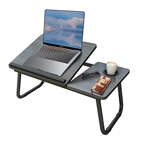 Laptop-Schreibtisch, Laptop-Betttisch mit klappbaren Beinen & Becherschlitz, Lesehalter Notebookständer Frühstücksbett Tablett Buchhalter für Sofa, Bett, Terrasse, Balkon Laptop-Schreibtisch, Laptop-Betttisch mit klappbaren Beinen & Becherschlitz, Lesehalter Notebookständer Frühstücksbett Tablett Buchhalter für Sofa, Bett, Terrasse, Balkon von HOFLERA