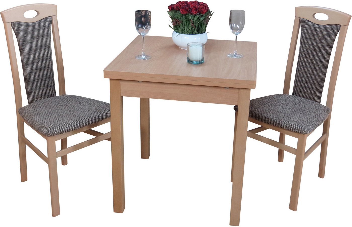 HOFMANN LIVING AND MORE Essgruppe 3tlg. Tischgruppe, (Spar-Set, 2-tlg., 3tlg. Tischgruppe), Stühle montiert von HOFMANN LIVING AND MORE