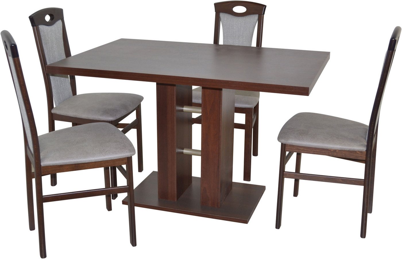 HOFMANN LIVING AND MORE Essgruppe 5tlg. Tischgruppe, (Spar-Set, 5-tlg., 5tlg. Tischgruppe), Stühle montiert von HOFMANN LIVING AND MORE