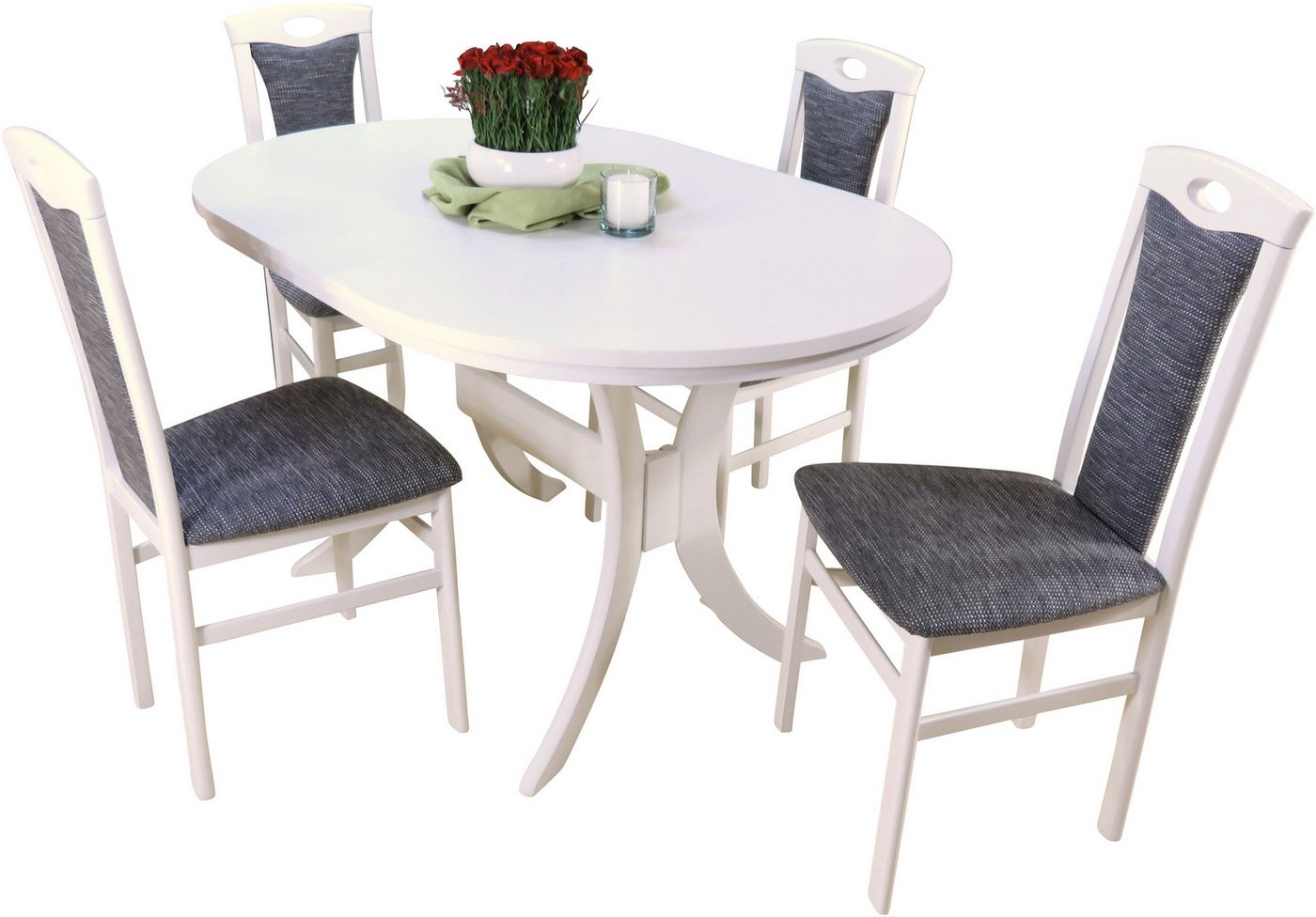 HOFMANN LIVING AND MORE Essgruppe 5tlg. Tischgruppe, (Spar-Set, 5-tlg., 5tlg. Tischgruppe), Stühle montiert von HOFMANN LIVING AND MORE