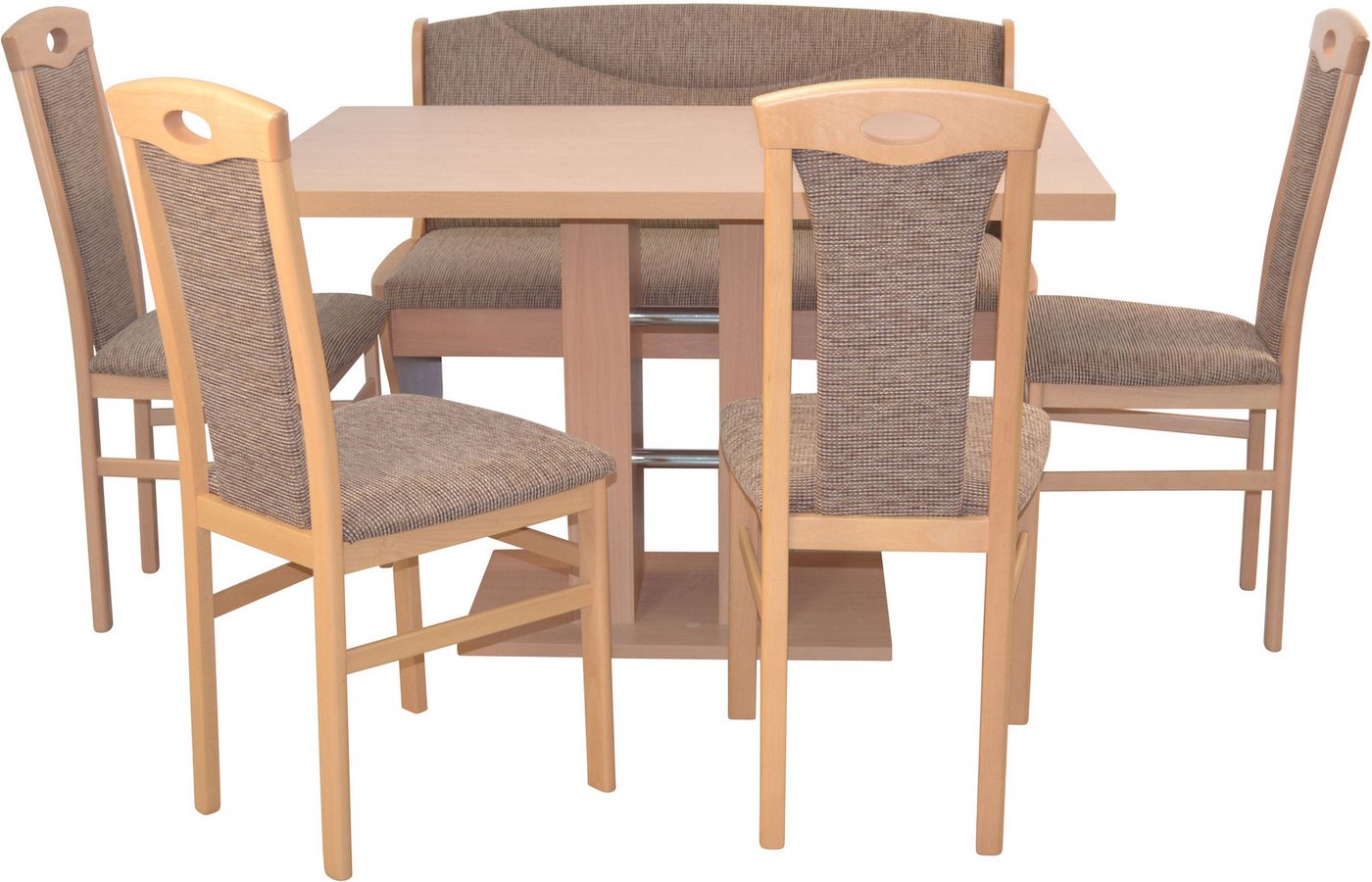 HOFMANN LIVING AND MORE Essgruppe 6tlg. Tischgruppe, (Spar-Set, 6-tlg., 6tlg. Tischgruppe), Stühle montiert von HOFMANN LIVING AND MORE