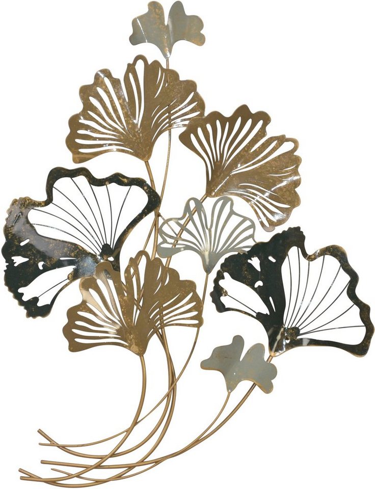 HOFMANN LIVING AND MORE Wanddekoobjekt Wanddekoration (1 St), aus Metall, Ginkgo-Blätter, schwarz gold von HOFMANN LIVING AND MORE