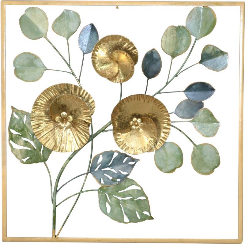 HOFMANN LIVING AND MORE Wanddekoobjekt Wanddekoration (1 St), Florales Metallbild, gün gold von HOFMANN LIVING AND MORE