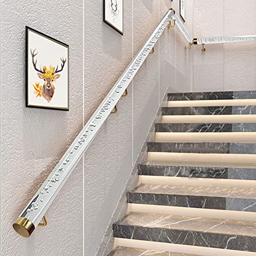 HOFSSI Acryl-Handlauf for Innentreppen, Rutschfester Transparenter Kristall-Innentreppenhandlauf Aus Lucite, Handlauf Zur Wandmontage Mit Goldenen Halterungen (Size : 120cm/3.9ft) von HOFSSI