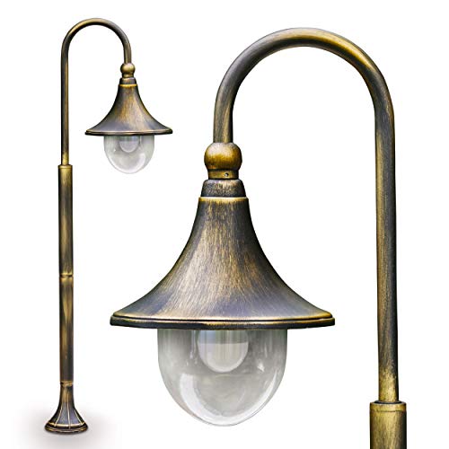 HOFSTEIN Außenleuchte Elgin, Stehleuchte in antikem Look, Metall in Braun/Gold, mit Lampenschirm aus Kunststoff, Wegeleuchte 120 cm, Retro/Vintage Gartenlampe, E27-Fassung, IP44, ohne Leuchtmittel von HOFSTEIN