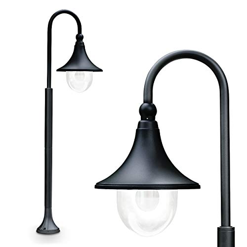 Außenleuchte Elgin, Stehleuchte in antikem Look, Metall in Schwarz matt, mit Lampenschirm aus Kunststoff, Wegeleuchte 120 cm, Retro/Vintage Gartenlampe, E27-Fassung, IP44, ohne Leuchtmittel von HOFSTEIN