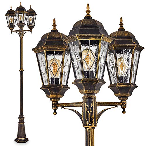 Außenleuchte Hongkong, 3-armig, Kandelaber Braun-Gold, 3 x E27, Gartenbeleuchtung aus Aluguss mit echten Glasscheiben, Laterne für den Aussenbereich, Wegeleuchte Garten, Höhe 220 cm, ohne Leuchtmittel Außenleuchte Hongkong, 3-armig, Kandelaber Braun-Gold, 3 x E27, Gartenbeleuchtung aus Aluguss mit echten Glasscheiben, Laterne für den Aussenbereich, Wegeleuchte Garten, Höhe 220 cm, ohne Leuchtmittel von HOFSTEIN