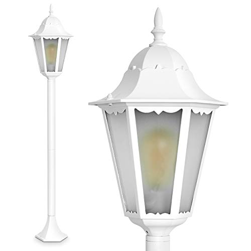 HOFSTEIN Außenleuchte Hongkong Frost, Stehlampe in antikem Look, Aluguß in Weiß mit Milchglas-Scheiben, Wegeleuchte 120 cm, Retro/Vintage Gartenlampe, E27-Fassung, IP44, ohne Leuchtmittel HOFSTEIN Außenleuchte Hongkong Frost, Stehlampe in antikem Look, Aluguß in Weiß mit Milchglas-Scheiben, Wegeleuchte 120 cm, Retro/Vintage Gartenlampe, E27-Fassung, IP44, ohne Leuchtmittel von HOFSTEIN