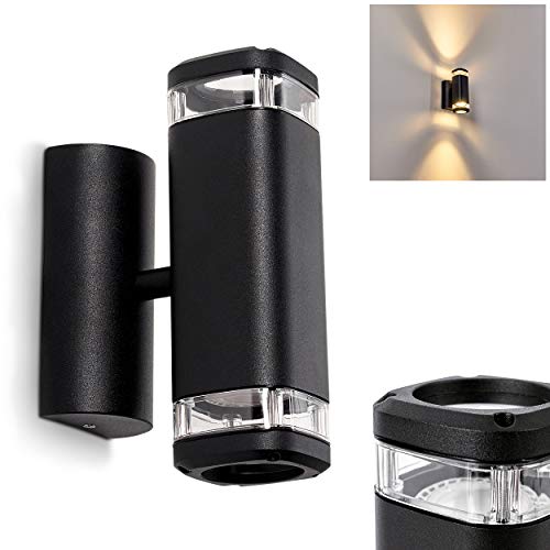 Außenwandleuchte Corneda, Außenleuchte aus Metall in schwarz, moderne Wandlampe mit Up & Down-Effekt, 2-flammig, 2 x GU10,ohne Leuchtmittel von HOFSTEIN