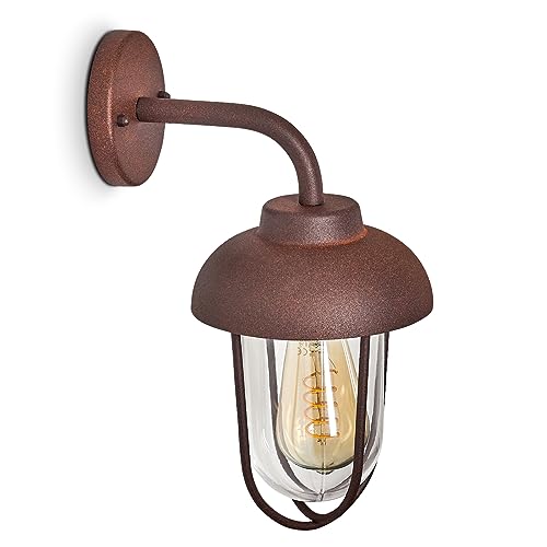 Außenwandleuchte Poznan, Wandlampe aus Metall/Glas in Rost, Wandleuchte in Retro-Optik für den Eingangsbereich, E27-Fassungen, Außenleuchte mit Echtglas, ohne Leuchtmittel Außenwandleuchte Poznan, Wandlampe aus Metall/Glas in Rost, Wandleuchte in Retro-Optik für den Eingangsbereich, E27-Fassungen, Außenleuchte mit Echtglas, ohne Leuchtmittel von HOFSTEIN