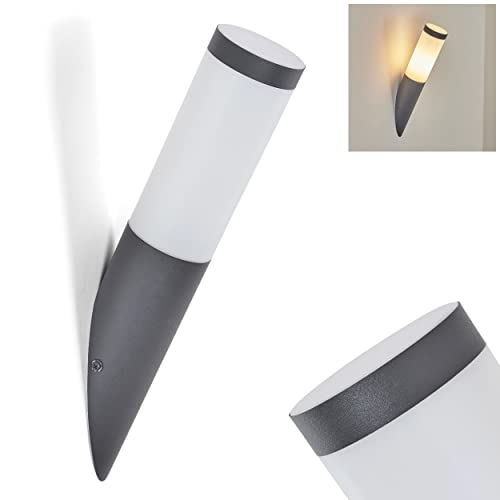 Außenwandleuchte Sessa, moderne Außenleuchte aus Metall/Kuntstoff in Anthrazit/Weiß, Wandlampe für Terrasse/Hof/Eingangsbereich, 1 x E27-Fassung, Gartenbeleuchtung IP44, ohne Leuchtmittel von HOFSTEIN