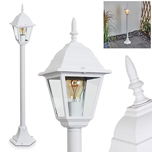 Außenwegeleuchte Naofe, Außenlampe in antikem Look aus Metall/Glas in Weiß/Klar, Retro/Vintage Gartenlampe 105,5 cm, Wegeleuchte m. Klarglas-Scheiben für Terrasse/Hof m. E27-Fassung, ohne Leuchtmittel Außenwegeleuchte Naofe, Außenlampe in antikem Look aus Metall/Glas in Weiß/Klar, Retro/Vintage Gartenlampe 105,5 cm, Wegeleuchte m. Klarglas-Scheiben für Terrasse/Hof m. E27-Fassung, ohne Leuchtmittel von HOFSTEIN