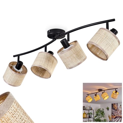 Deckenleuchte Bassagoda, Deckenlampe aus Metall/Papiergeflecht in Schwarz/Beige, Leuchte im modernen Boho-Style mit verstellbaren Schirmen (Ø 12 cm), skandinavisches Design, 4 x E14, ohne Leuchtmittel von HOFSTEIN