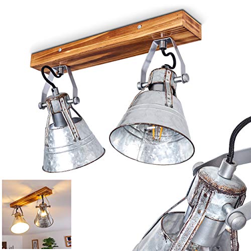 Deckenleuchte Berkeley Dark, verstellbare Deckenlampe aus Metall/Holz in Zink, 2-flammig, Lampenschirme dreh- u. schwenkbar, 2 x E27-Fassung, Spot im Retro Design, ohne Leuchtmittel Deckenleuchte Berkeley Dark, verstellbare Deckenlampe aus Metall/Holz in Zink, 2-flammig, Lampenschirme dreh- u. schwenkbar, 2 x E27-Fassung, Spot im Retro Design, ohne Leuchtmittel von HOFSTEIN