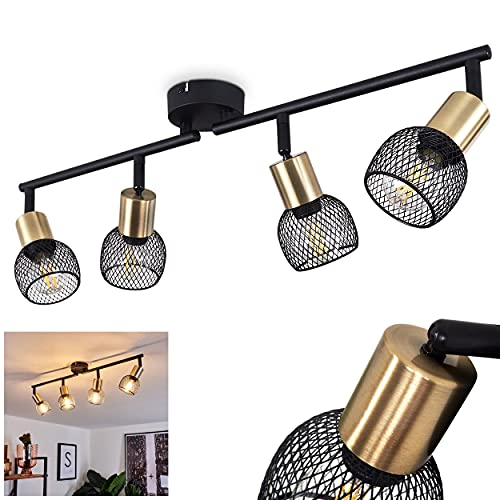 Deckenleuchte Cairns, Deckenlampe aus Metall schwarz und gold Retro/Vintage Look Zimmerlampe 4-flammig, 4 x E14, Leuchtenköpfe sind beliebig schwenkbar,ohne Leuchtmittel von HOFSTEIN