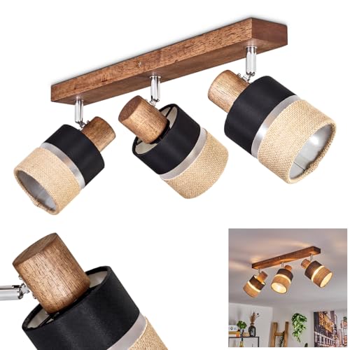 Deckenleuchte Fallhagen, moderne Deckenlampe aus Holz/Metall/Leinen in Dunkelbraun/Chrom/Natur/Schwarz, Leuchte 3-flammig, skandinavisches Design m. verstellbaren Strahlern, 3x E14, ohne Leuchtmittel Deckenleuchte Fallhagen, moderne Deckenlampe aus Holz/Metall/Leinen in Dunkelbraun/Chrom/Natur/Schwarz, Leuchte 3-flammig, skandinavisches Design m. verstellbaren Strahlern, 3x E14, ohne Leuchtmittel von HOFSTEIN