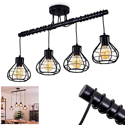 Deckenleuchte Gainesville, verstellbare Retro Zimmerlampe, Deckenlampe aus Metall in schwarz, Leuchtenköpfe individuell einstellbar, 4 x E27, Höhe max. 108 cm (verstellbar), ohne Leuchtmittel von HOFSTEIN