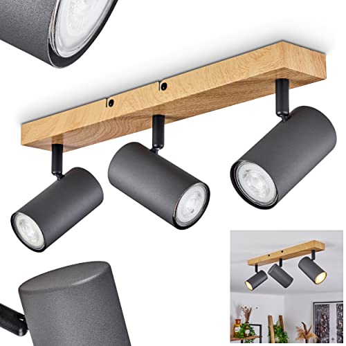 Deckenleuchte Javel, moderne Deckenlampe aus Metall in Holzoptik/Schwarz/Anthrazit, Spot mit verstellbaren Strahlern, 3-flammig, 3 x GU10, ohne Leuchtmittel von HOFSTEIN