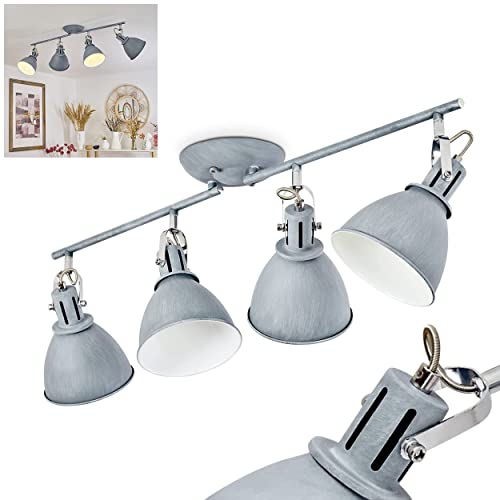 Deckenleuchte Koppom, Deckenlampe aus Metall in Grau-Blau/Weiß, 4-flammig, mit verstellbaren Lampenschirmen und Lampenarmen, 4 x E14-Fassung, Retro-Design, ohne Leuchtmittel von HOFSTEIN