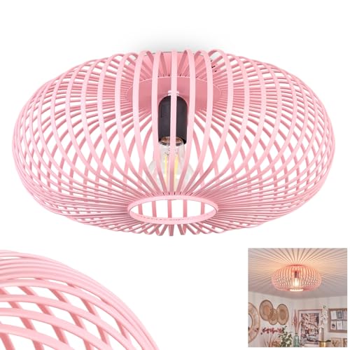 Deckenleuchte Oravi, moderne Deckenlampe aus Metall/Bambus in Schwarz/Rosa, Deckenleuchte im Boho-Design mit tollem Lichteffekt an der Decke, Ø 40 cm, 3-flammig, 1 x E27, ohne Leuchtmittel von HOFSTEIN